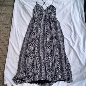 Hollister Black & White Patterned Maxi Dress
